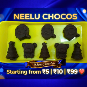 Christmas Santa shape chocolates by Neelu Chocos with festive holiday design.