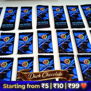 Neelu Chocos 10 Rs dark chocolate bar with rich cocoa flavor.