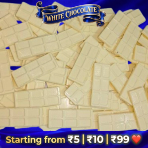Neelu Chocos 10 Rs white chocolate bar with creamy flavor and attractive packaging.